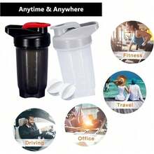 2-Pack 300ml Protein Shaker Bottles With Stainless Steel Mixing Ball, Leakproof Gym & Travel Water Bottle For Protein Shakes, Smoothies & Coffee, Easy-Clean Design With Carry Loop, Durable & Odor-Resistant, Perfect For Fitness Enthusiasts & Active Lifestyles - 04-black+Grey - View 5