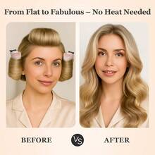 Heatless Hair Curler Set U2013 4PCS Velvet Overnight Blowout Rods Heatless Curls, Jumbo Flexible Curling Rods To Sleep In, No Heat Curling Tools Natural Waves And Curls - Standard - 查看 3