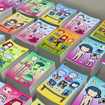 8pcs/Set KPOP New Creative Character Changeable DIY Children's Quiet Book Handmade Self-Adhesive Creative Collage