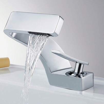 Rubinetto per bagno nero, rubinetto moderno per lavabo a cascata, miscelatore monocomando rubinetto per acqua calda e fredda, lavandino per bagno in ottone