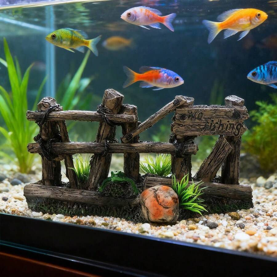 1 Stück realistischer Zaun Aquarium Deko, Harz Aquatische Pflanze Ornament für Fischbecken Landschaftsgestaltung, Mikro Landschaft Tisch Dekoration, geeignet für Fische, Heimdekoration
