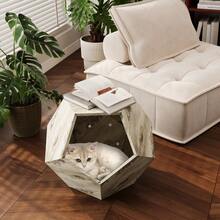 66CM Modern Pet Furniture Cat Carrier , Sofa Side Table, Planter MDF Multifunctional Furniture, Colored Flower Oak - Beige - Übersicht 2