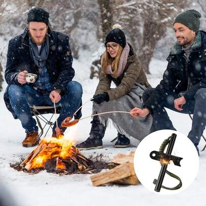 oBoAA 2 PCS Arrancador de Fuego de Pedernal de 3.14 Pulgadas, Varillas Ferro Supervivencia, Arrancador Incendios con Percutor y Cordón Muñeca Paracord para Supervivencia Emergencia, Camping