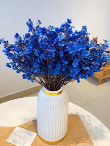 6支仿真花，星形花，迷你假花，蓝色仿真花，满天星假花，仿真新娘花束，适用于DIY婚礼装饰、派对装饰、家居房间装饰，仿真花枝，送给女性的礼物，妈妈的礼物，鲜花，花蕊，DIY，房间装饰，卧室装饰，植物，婚礼装饰，送给女朋友的礼物，花盒