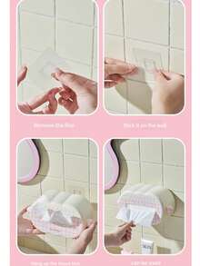 1pc Ins Style Luxury Cream Minimalist Tissue Box, Modern Nordic Living Room TV Stand Tissue Holder, Waterproof Bathroom Tissue Box, Student Dorm Wall-Mounted Tissue Storage Box, High-Saturation Drawer Box, Spring-Loaded Tissue Rack, Bow Decor Tissue Box Cover, Large Capacity Auto Pop-Up Spring Design - Multicolor - View 12