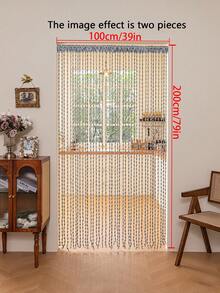 1 件悬挂式纱线绒球窗帘，白色、香槟色、黄色装饰门帘 - 灰色 - 查看 3