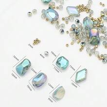 210 piezas de cuentas de vidrio, cuentas retorcidas, cuentas de rombos puntiagudos, cuentas planas, cuentas pequeñas, cuentas sueltas chapadas, materiales para hacer joyas DIY para encantos de teléfono, collares, aretes, llaveros, bolsos