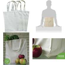 Bolsas de tierra verde reutilizable bolsa de comestibles bolsa de lona de algodón, Natural, , 1, 1(12.5 x 13.5 x 6 ") - Tipo 1 - Ver 1