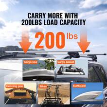 Roof Rack Cross Bars, Aluminum Roof Rack Crossbars, Fit Raised Side Rail With Gap, 200 Lbs Load Capacity, Adjustable Crossbars With Locks, For SUVs, Sedans - Silver - View 4