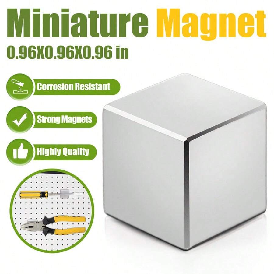 1 peça Ímã de Neodímio Quadrado de 24,5x24,5x24,5mm, Ímãs Super Poderosos Permanentes de Terra Rara para Casa, Cozinha, Escritório e Projetos Científicos.