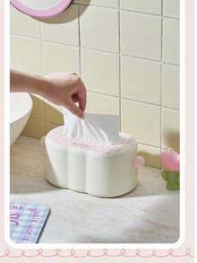 1pc Ins Style Luxury Cream Minimalist Tissue Box, Modern Nordic Living Room TV Stand Tissue Holder, Waterproof Bathroom Tissue Box, Student Dorm Wall-Mounted Tissue Storage Box, High-Saturation Drawer Box, Spring-Loaded Tissue Rack, Bow Decor Tissue Box Cover, Large Capacity Auto Pop-Up Spring Design - Multicolor - View 8