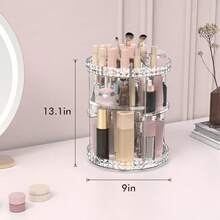 Clear Rotating Makeup Organizer 360° Spinning Skincare Storage Adjustable Layer Lazy Cosmetic Organizer For Dresser & Bathroom - Trong sáng - Xem 5