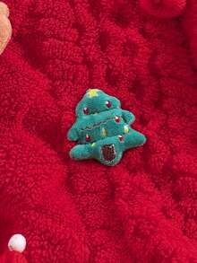 女童毛绒格纹卫衣，圣诞元素，2025新款，可爱圣诞树、驯鹿、圣诞帽装饰，红色立领长袖休闲上衣 - 紅色 - 查看 6