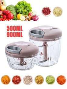 1 件，16.91 / 30.43 盎司方便、快速、耐用的手动厨房工具，手动绞肉机、蒜蓉切碎机、旋转洋葱压碎机、蔬菜切割机、创意水果切碎机、绞肉机，易于烹饪，处理厨房食材的好帮手 - 彩色 - 查看 1