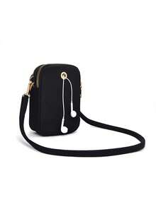 1pc Fashion Black Casual Mini Handbag With "Milano" Text & Pattern, Featuring Phone Pouch, Coin Purse, Women's Crossbody Phone Bag, Shoulder Bag, Wallet, Lightweight & Odorless Polyester Travel Bag - Multicolor - View 8