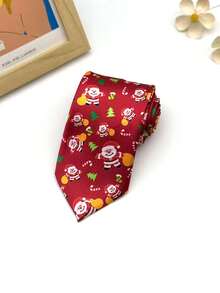 1 szt. męski krawat świąteczny z motywem renifera, Świętego Mikołaja, choinki, płatka śniegu, dekoracja na imprezę
