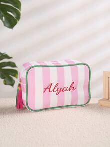 1 Túi đựng mỹ phẩm/túi đựng đồ/túi vệ sinh cá nhân thêu cá nhân hóa, nhẹ, dung tích lớn, đa năng, có thể thêu theo yêu cầu, món quà lý tưởng cho bạn gái, gia đình, bạn học, chị em gái, phù hợp cho chuyến công tác và du lịch. - Nhiều màu - Xem 6