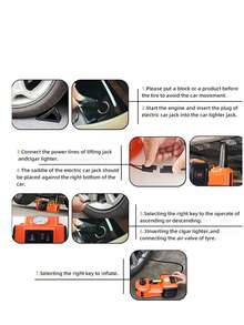 Kit de gato eléctrico de 5 toneladas y 12 V,para auto (rango de elevación: 15-45 cm) con gato hidráulico eléctrico, inflador para auto, SUV, sedán, MPV, para cambio de llantas, reparación en garaje, juego de emergencia - Rojo - Ver 6