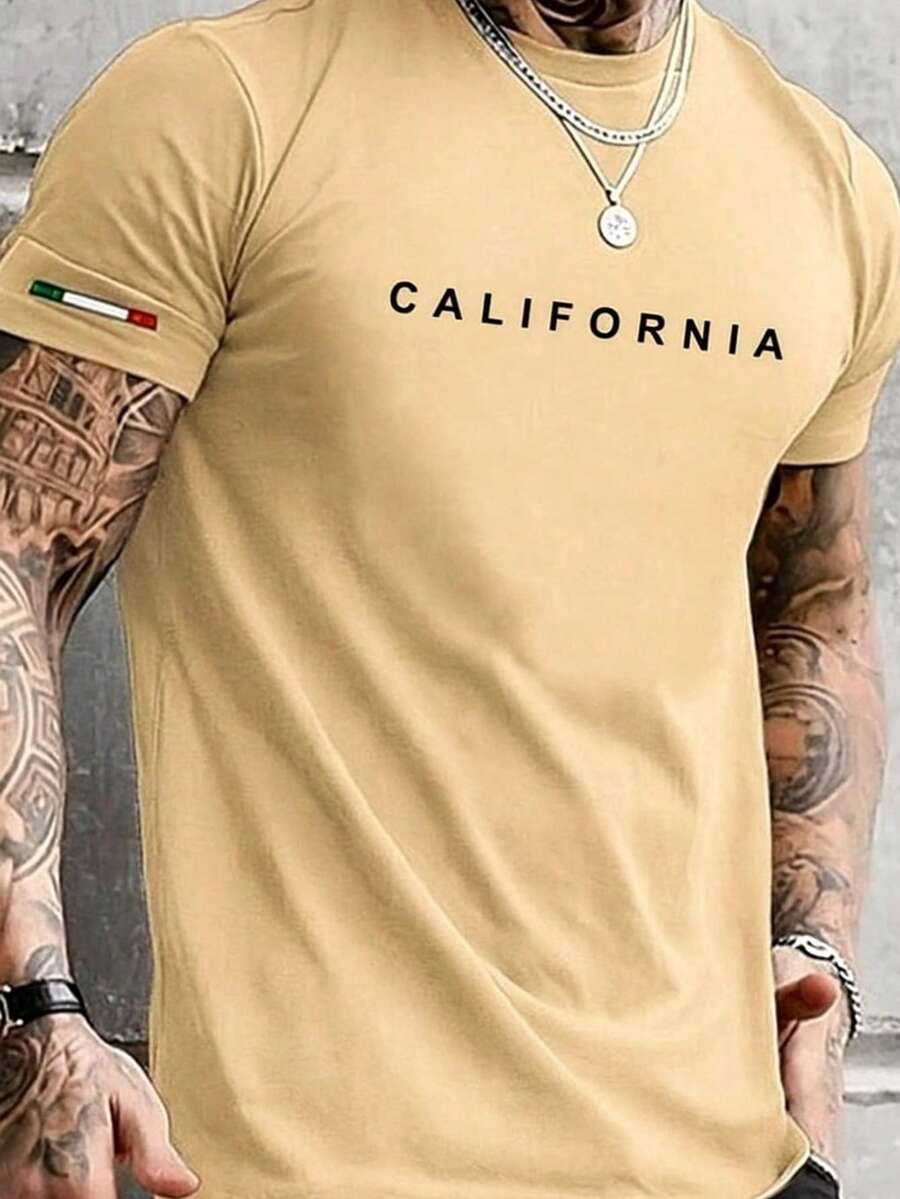 California Basic Men's T-Shirt - Beis - Ver 1