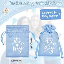 10/20 piezas Bolsas de regalo de satén con cordón "Es un niño", decoraciones unisex para baby shower, suministros para fiestas, regalos para invitados de baby shower, revelación de género, favores de fiesta de baby shower, mamá de niño, embarazo, despedida de soltera, 1er cumpleaños, primer cumpleaños, artículos esenciales para bebé, rosa, anuncio de bebé, anuncio de embarazo - Multicolor - Ver 5