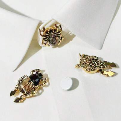 2 Pieces Vintage-Style Insect/Owl/Spider Button Covers Unique And Exquisite Decorative Cufflinks For Both Men And Women No Sewing Required, Easy Three-Second Wear Suitable For Formal Occasions, Everyday Wear, Parties, And Corporate Employee Gifts