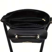 [Fascino alla Moda]Borsa a Tracolla Leggera Bicolore da Donna - Design Nero e Bianco, Accessori in Oro, Tracolla Regolabile, Versatile per l'Uso Quotidiano