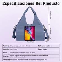 Yoga Maleta Deportiva Bolsa de Deporte Gym con Compartimento para Zapatos y Bosillo Impermeable, con Neceser y Funda para Zapatos, Bolsa de Viaje Impermeable para Entrenamiento, Deporte, Yoga (Azul) - azul - Ver 1
