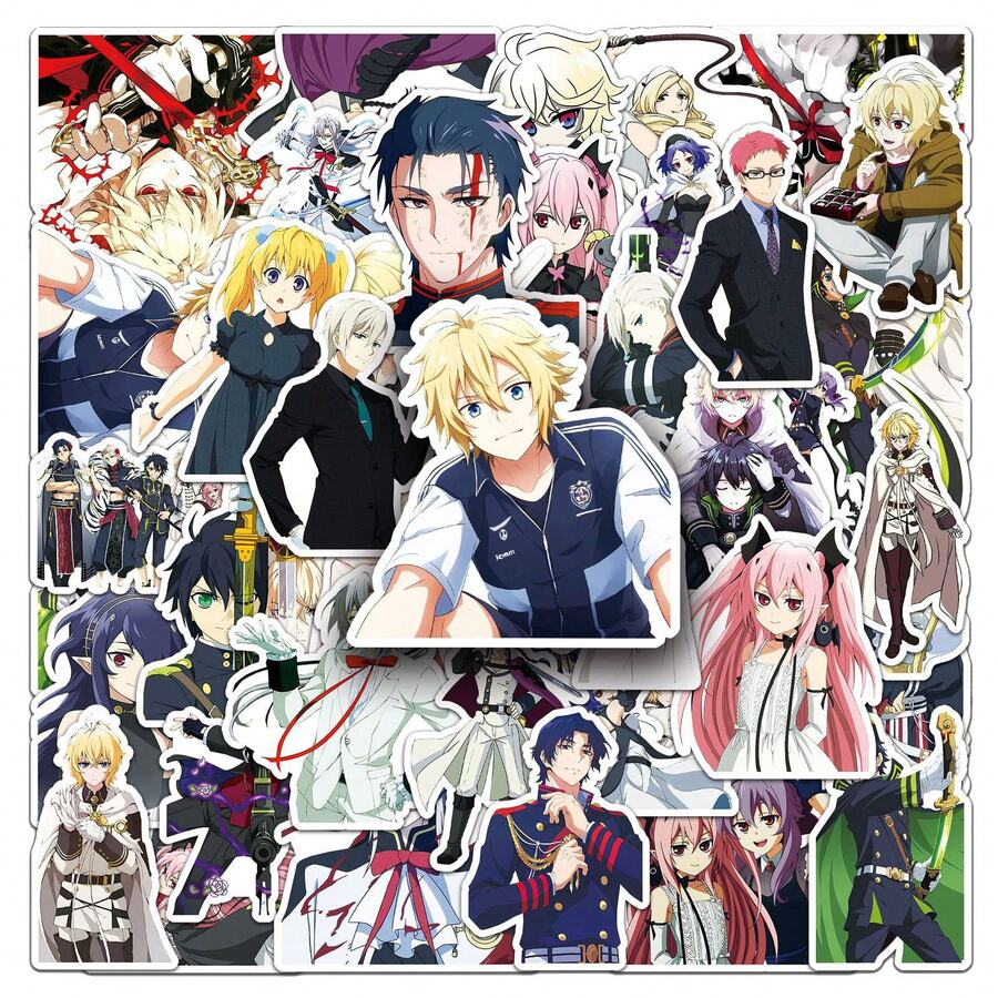 50 件《终结的炽天使》周边商品《终结的炽天使》贴纸动漫贴纸《终结的炽天使》贴花卡通贴纸包《终结的炽天使》海报乙烯基防水贴纸适用于水瓶、电脑、笔记本电脑、手机、行李箱、笔记本、冰箱