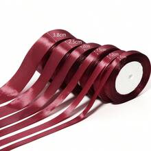 25 Yards/Roll Burgundy Satin Ribbon, Solid Shiny Fabric, Suitable For DIY Wedding Invitations, Bridal Bouquets, Gift Wrapping, Party Decorations, Sewing Crafts, Bridal Bouquet Accessories, Wedding Decorations - Burgundy - View 8
