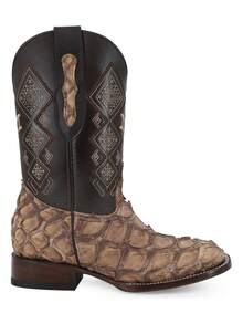 Bota Vaquera Hombre Piel De Pescado Natural Alta Calidad Cuero Auténtico Ajuste Perfecto Comodidad Superior Montura Equitación Invierno Estilo Urbano - Multicolor 1 - Ver 5