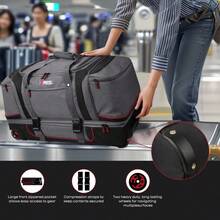 30 Inch Rolling Duffle Bag With Telescopic Handle, Wheeled Duffel Bag With Drop-Bottom,With 2 Layers Of Space Multiple Interior & Exterior Pockets,Extra Large Luggage Bags For Travel - 紅色 - 查看 6
