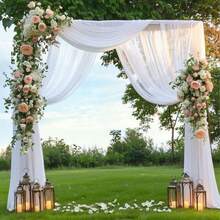 1pc Wedding Arch Drape Tulle Fabric White Sheer Curtain Tulle Backdrop For Wedding Ceremony Birthday Party Backdrop Ceiling Decoration