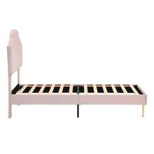 Velvet, Upholstered Bed, 90 X 200 Cm, Shell-Shaped Bed With Golden Iron Legs, Height-Adjustable Headboard, Wooden Slatted Frame, With Upholstered Bench, Bench With Storage Space, Pink