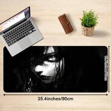 1 件动漫女孩游戏鼠标垫适用于桌面，黑色鼠标垫 XL 酷炫鼠标垫动漫，加长大鼠标垫延长大号简约背景鼠标垫 - 黑色 - 查看 5