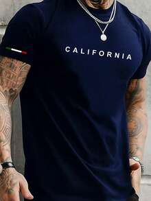 California Basic Men's T-Shirt - 藏蓝色 - 查看 3