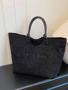 Bolso de hombro de mujer de gran capacidad, elegante y sencillo, de pana, para uso casual y de vacaciones