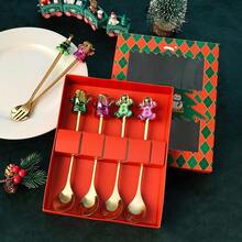 Christmas Portable Cutlery Set, Reusable Spoon And Fork With Storage Box, Suitable For Camping, Picnic And Daily Use, Kitchen, Christmas Gift