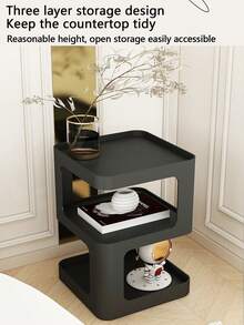 1-Piece Metal Modern Casual Minimalist Square Bedside Table, Storage Cabinet, Side Table, Multifunctional Coffee Table, Suitable For Compact Space Saving In Bedrooms, Offices, And Living Rooms - Creative Bedside Table Next To The Sofa