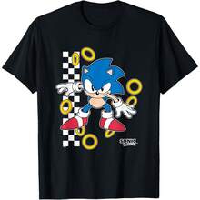 Sonics Thes Hedgehogs  Ready For Action Golden Rings Retro Shot T-Shirt - 黑色 - 查看 1