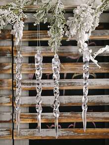 12 buc decorațiuni de brad de Crăciun, acrilice transparente, țurțuri de Crăciun, ornamente agățate pentru Crăciun, Anul Nou, sărbători, nuntă, petrecere de iarnă, decor