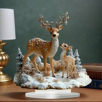 1 pieza Figura decorativa de reno de acrílico estilo bohemio, decoración de escritorio con tema navideño, decoración multiusos de animal para el hogar, oficina, librería - regalo de Navidad perfecto