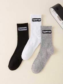 1/3pairs Superme Logo Socks | Fashionable & Versatile, Comfortable & Breathable, Perfect Match For Casual Outfits