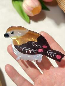 1件多款黃色鴨子與鯊魚印花髮夾，耐用髮飾，適合時尚馬尾與盤髮，適用女性與女孩，音樂節、派對、節日禮物與裝飾首選 - 彩色 - 查看 3