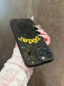 Spiderweb, Stars Print Pattern Phone Case Compatible With IPhone 16 Pro Max, 14, 13, 12, 11 Pro Max, XS Max, X, XR, 8, 7, 6S, Plus, Mini, And Galaxy A13 4G, S21 FE 5G, A15, A21S, A34, A12, A50, S21, A71 And More, Shockproof, A Great Birthday Gift For Girlfrid, Boyfrid Or Yourself Waterproof Anti-Fall Scratch Resistant.Christmas Accessories. - 黃色 - 查看 3
