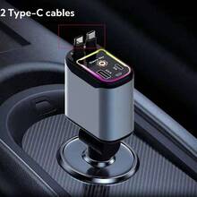 YITUMU Caricabatterie da auto Starlight, caricabatterie per auto USB-C da 66W, caricabatterie per auto retrattile 4 in 1 con 2 porte USB, caricabatterie per telefono da auto, caricabatterie per auto veloce per iOS e Android