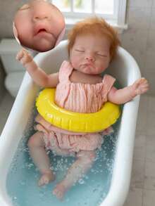 10英寸张嘴婴儿重生硅胶女孩娃娃，带植发，3D彩绘皮肤，触感柔软，新生儿女孩娃娃，适合儿童礼物 - 彩色 - 查看 11