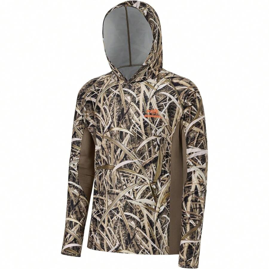 UPF 50+ Lightweight Camo Hoodie Quick Dry Performance Long Sleeve Fishing Shirt With Hood For Men - 乾蘆葦 - 查看 1