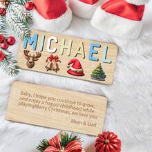 1pc Customizable 2 Rows Of Letter Puzzles, The Upper Row Is Your Customized Text, The Lower Row Is Your Favorite Picture Of Your Choice, And The Text Can Be Engraved On The Back.Suitable As A Christmas Gift