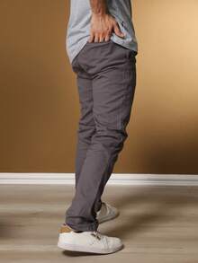 Men's Tailored Twill Trousers, Sporty Fine, Knife Pocket, Built-In Pocket - 灰色 - 查看 5