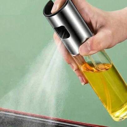 1 bình xịt thủy tinh bằng thép không gỉ, thiết kế dạng xịt áp lực, phun sương đều, có thể đựng dầu ô liu và dầu ăn, chất liệu chịu nhiệt, dễ vệ sinh, thích hợp cho việc chiên rán, nướng, làm salad trong nhà bếp, bình xịt, đồ dùng nhà bếp, phụ kiện nhà bếp, bình thủy tinh, vật dụng cần thiết cho Halloween